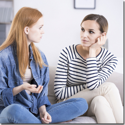 mother daughter talking